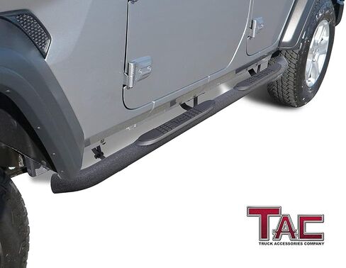 خطوات جانبية TAC تشغيل لوحات متوافقة مع 2018-2025 JEEP WRANGLER JL 4 DOOR | 2021-2025 Wrangler JL 4XE SUV 3 "الملمس الأسود الجانبي أشرطة خطوة القضبان NERF BARS 2PCS in Kuwait