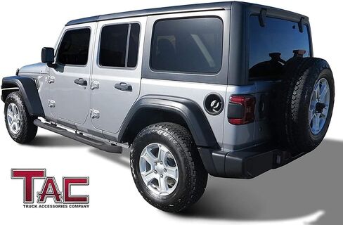 خطوات جانبية TAC تشغيل لوحات متوافقة مع 2018-2025 JEEP WRANGLER JL 4 DOOR | 2021-2025 Wrangler JL 4XE SUV 3 "الملمس الأسود الجانبي أشرطة خطوة القضبان NERF BARS 2PCS in Kuwait