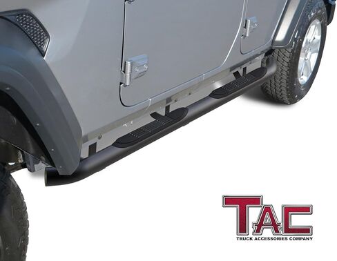 خطوات جانبية TAC تشغيل لوحات متوافقة مع 2018-2025 JEEP WRANGLER JL 4 DOOR | 2021-2025 Wrangler JL 4XE SUV 3 "الملمس الأسود الجانبي أشرطة خطوة القضبان NERF BARS 2PCS in Kuwait