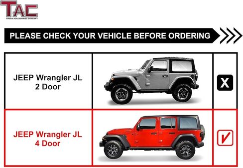 خطوات جانبية TAC تشغيل لوحات متوافقة مع 2018-2025 JEEP WRANGLER JL 4 DOOR | 2021-2025 Wrangler JL 4XE SUV 3 "الملمس الأسود الجانبي أشرطة خطوة القضبان NERF BARS 2PCS in Kuwait