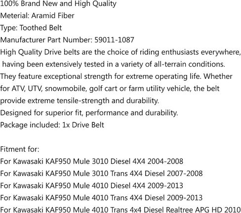 حزام القيادة 59011-1087 لـ Kawasaki Kaf950 Mule 3010 4010 Trans 4x4 Diesel in Saudi Arabia
