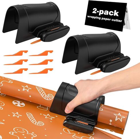 Wrapping Paper Cutter, 2 Pack Gift Wrapping Paper Cutter with 6 pcs Replaceable Blades for Hollween, Christmas, Birthday Day, Wrapping Paper Cutter Tool for Daily Use in Saudi Arabia