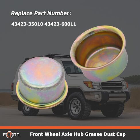 Front Wheel Axle Hub Grease Cap 43423-35010 43423-60011 Compatible with Toyota Land Cruiser 1991-2007 1979-1987 for Pickup 1989-1995 1979-1983 for T100 in Saudi Arabia
