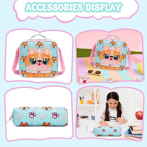 Meetbelify Rolling Backpack for Girls 3D Carton Backpack with Wheels for Elementary Student Kids Plush School Bag with Lunch Box Pencil Case for Girls Ages 6-8 Years Old Pink in Kuwait