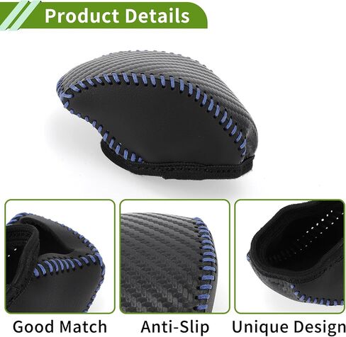 Gear Shift Knob Cover for Toyota RAV4 2019-2024 Anti-Slip Black Carbon Fiber Blue Faux Leather 1 Pc Stick Shifting Handle Protector in Saudi Arabia