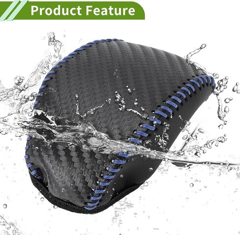 Gear Shift Knob Cover for Toyota RAV4 2019-2024 Anti-Slip Black Carbon Fiber Blue Faux Leather 1 Pc Stick Shifting Handle Protector in Saudi Arabia