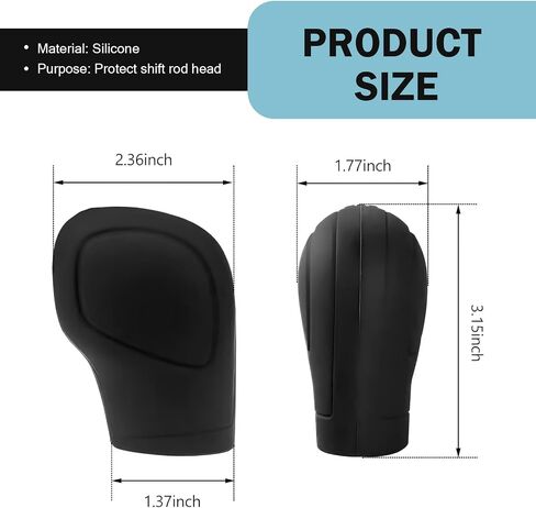 2 PCS Car Gear Shift Knob Cover, Silicone Flexible Scratch and Dust Proof Protector, Side Opening Design Tightly Fit Non-Slip and Comfortable Cover, Universal for Automatic Cars (Black) in Saudi Arabia