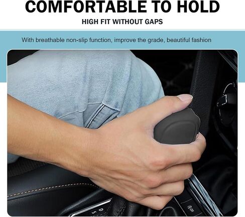 2 PCS Car Gear Shift Knob Cover, Silicone Flexible Scratch and Dust Proof Protector, Side Opening Design Tightly Fit Non-Slip and Comfortable Cover, Universal for Automatic Cars (Black) in Saudi Arabia