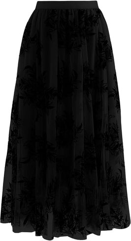 تنانير تول طون تول للسيدات في Flygo Long Tulle Darms Dary Nasuant A-lip Lip Lipe List Herastic Percist Meash Mesh Mesh Skirt in Saudi Arabia