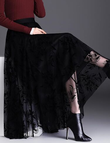 تنانير تول طون تول للسيدات في Flygo Long Tulle Darms Dary Nasuant A-lip Lip Lipe List Herastic Percist Meash Mesh Mesh Skirt in Saudi Arabia
