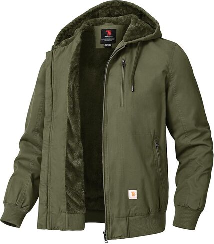 TBMPOY Men's Winter Jackets Hooded Work Cotton Fleece Lined Duck Coats Flannel Active Workwear Coat in Kuwait