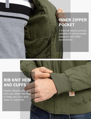 TBMPOY Men's Winter Jackets Hooded Work Cotton Fleece Lined Duck Coats Flannel Active Workwear Coat in Kuwait