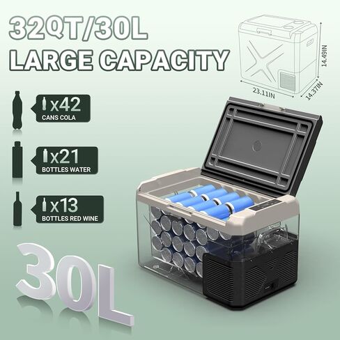 BODEGACOOLER 12 Volt Car Refrigerator, 17 Quart Portable Freezer, Car Fridge -4℉-68℉, Electric Cooler 12/24V DC100-240 Volt AC for Outdoor, RV, Camping, Travel, Vehicles, Home Use in Kuwait