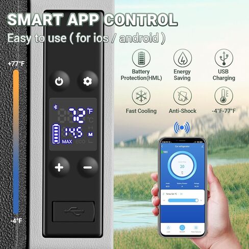 BODEGACOOLER 12 Volt Car Refrigerator, 17 Quart Portable Freezer, Car Fridge -4℉-68℉, Electric Cooler 12/24V DC100-240 Volt AC for Outdoor, RV, Camping, Travel, Vehicles, Home Use in Kuwait