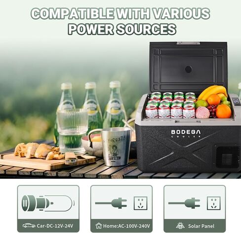 BODEGACOOLER 12 Volt Car Refrigerator, 17 Quart Portable Freezer, Car Fridge -4℉-68℉, Electric Cooler 12/24V DC100-240 Volt AC for Outdoor, RV, Camping, Travel, Vehicles, Home Use in Kuwait