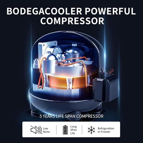 BODEGACOOLER 12 Volt Car Refrigerator, 17 Quart Portable Freezer, Car Fridge -4℉-68℉, Electric Cooler 12/24V DC100-240 Volt AC for Outdoor, RV, Camping, Travel, Vehicles, Home Use in Kuwait