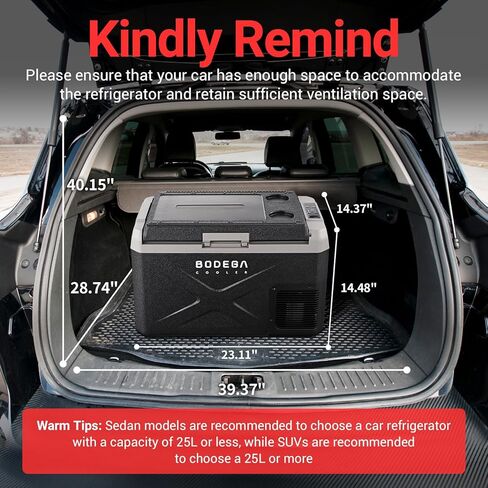 BODEGACOOLER 12 Volt Car Refrigerator, 17 Quart Portable Freezer, Car Fridge -4℉-68℉, Electric Cooler 12/24V DC100-240 Volt AC for Outdoor, RV, Camping, Travel, Vehicles, Home Use in Kuwait