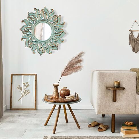10''x10 '' مرآة جدار مستديرة ، مرآة دائرة خضراء لغرفة النوم ، المدخل ، غرفة المعيشة ، ديكور الجدار الحديث الزخرفي in Kuwait