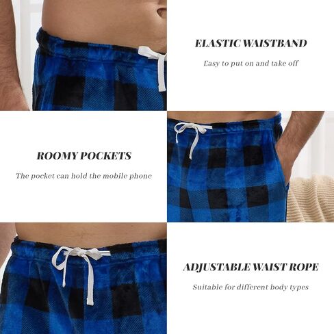 Vulcanodon Mens Flannel Pajama Pants Soft Fleece Plaid Bottoms with Pockets Sleep Lounge PJ in Saudi Arabia