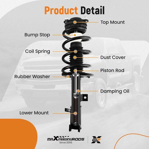 MaxPeedingRods 2pc الدعامات الأمامية ل Dodge Journey 2009-2018 3.5L V6 AWD/FWD ، 172510 172509 Stricts Strutbers مع مجموعة ربيع لفائف in Kuwait