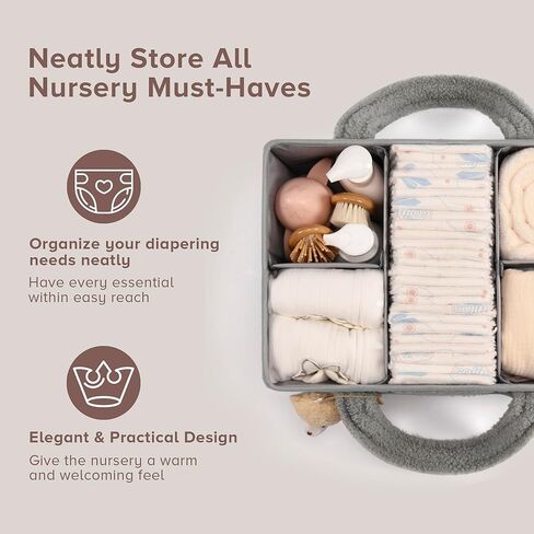 PeraBella Baby Diaper Caddy Organizer, Large Diaper Organizer Caddy for Changing Table, Newborn Nursery Essentials Storage Baby Basket, Portable Car Diaper Caddy Basket, Baby Shower Gifts Girl and Boy in Kuwait