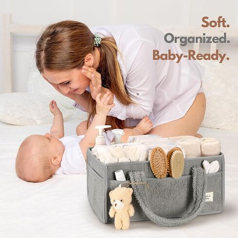 PeraBella Baby Diaper Caddy Organizer, Large Diaper Organizer Caddy for Changing Table, Newborn Nursery Essentials Storage Baby Basket, Portable Car Diaper Caddy Basket, Baby Shower Gifts Girl and Boy in Kuwait