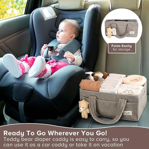 PeraBella Baby Diaper Caddy Organizer, Large Diaper Organizer Caddy for Changing Table, Newborn Nursery Essentials Storage Baby Basket, Portable Car Diaper Caddy Basket, Baby Shower Gifts Girl and Boy in Kuwait