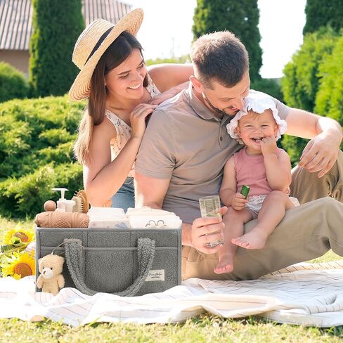 PeraBella Baby Diaper Caddy Organizer, Large Diaper Organizer Caddy for Changing Table, Newborn Nursery Essentials Storage Baby Basket, Portable Car Diaper Caddy Basket, Baby Shower Gifts Girl and Boy in Kuwait