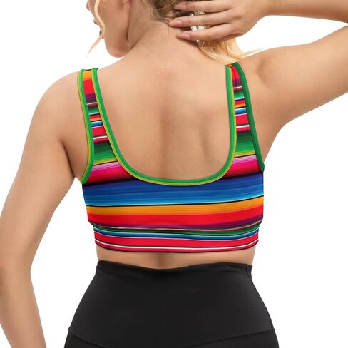 Women's Sports Bra Funny Print Workout Running Tops Scoop Neck Padded Yoga Bras Athletic Swim Crop Top for Women in Saudi Arabia
