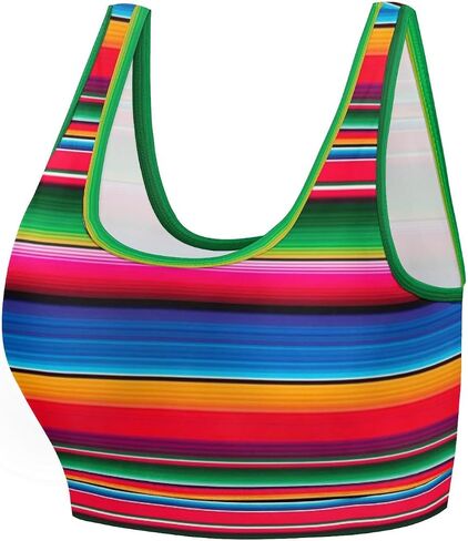 Women's Sports Bra Funny Print Workout Running Tops Scoop Neck Padded Yoga Bras Athletic Swim Crop Top for Women in Saudi Arabia