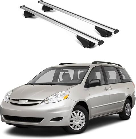 ERKUL Roof Rack Cross Bars for Toyota Sienna 2004-2010 | Aluminum Crossbars with Anti Theft Lock for Rooftop | Compatible with Raised Rails - Silver in Saudi Arabia