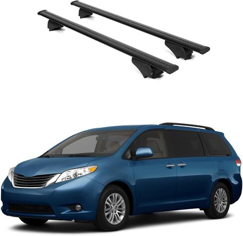 ERKUL Roof Rack Cross Bars for Toyota Sienna 2004-2010 | Aluminum Crossbars with Anti Theft Lock for Rooftop | Compatible with Raised Rails - Silver in Saudi Arabia