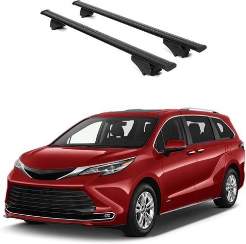ERKUL Roof Rack Cross Bars for Toyota Sienna 2004-2010 | Aluminum Crossbars with Anti Theft Lock for Rooftop | Compatible with Raised Rails - Silver in Saudi Arabia