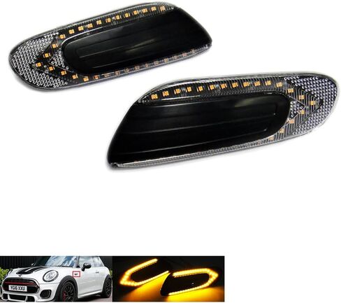 2x Black Smoked Lens LED Side Marker Turn Signal Light Blinker Lamp For 2014-2020 Mini Cooper F55 F56 Hatchback F57 Convertible (Black Smoked Lens) in Kuwait