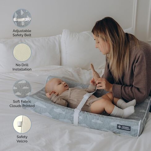 Deluxe Diaper Changing Pad - Removable & Washable Cover | Safety Strap Included | Non-Slip, Waterproof Bottom | Ergonomic Contoured Design for Ultimate Comfort in Saudi Arabia