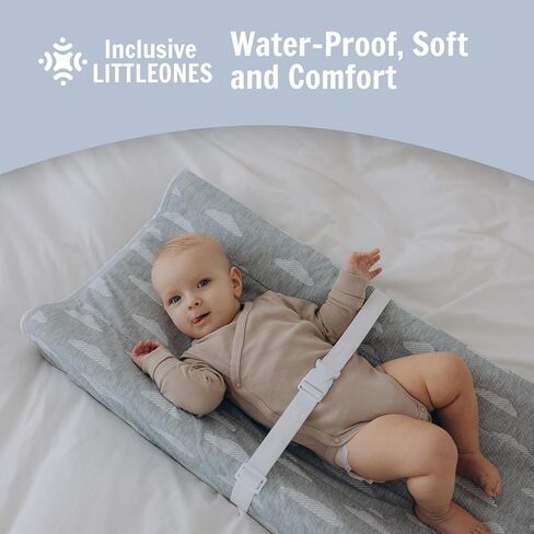 Deluxe Diaper Changing Pad - Removable & Washable Cover | Safety Strap Included | Non-Slip, Waterproof Bottom | Ergonomic Contoured Design for Ultimate Comfort in Saudi Arabia