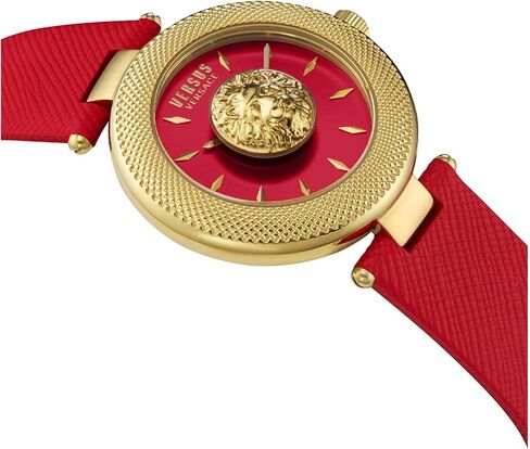 Versus Versace Brick Lane Lion Collection Luxury Watch Watches مع حزام أحمر واتصل يضم علبة ذهبية in Saudi Arabia
