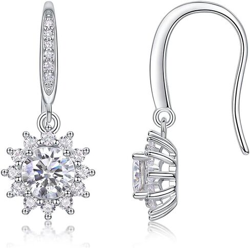 14K Gold over Sterling Silver 0.5 Carat Dangle Drop Earrings for Women, D-Color VVS1 Hook Earrings, Ideal Birthday Present for Her in Saudi Arabia