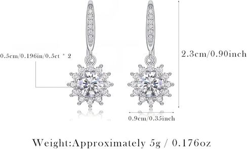 14K Gold over Sterling Silver 0.5 Carat Dangle Drop Earrings for Women, D-Color VVS1 Hook Earrings, Ideal Birthday Present for Her in Saudi Arabia