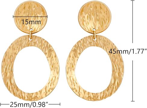 Gold Earrings for Women 14k Gold Plated Lightweight Dangle Earrings Hammered Disc Drop Geometric Hypoallergenic Earrings for Her in Kuwait