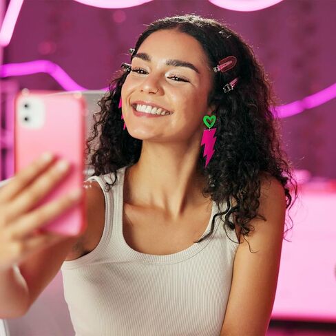 80s Neon Earrings for Women Acrylic Lightning Bolt Drop Earrings Retro 80s 90s Glow Party Accessories Neon Jewelry for Halloween Costume Outfit in Kuwait