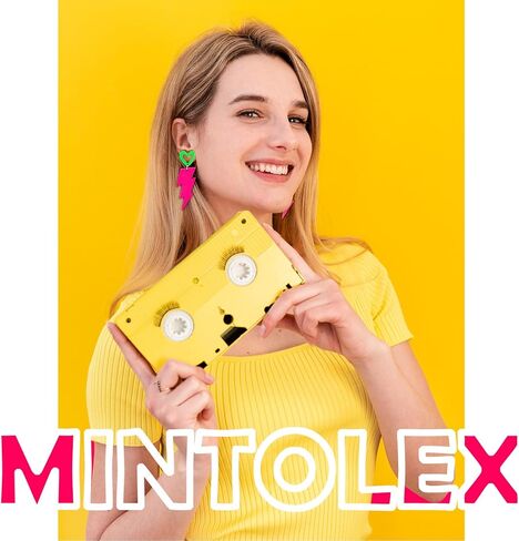 80s Neon Earrings for Women Acrylic Lightning Bolt Drop Earrings Retro 80s 90s Glow Party Accessories Neon Jewelry for Halloween Costume Outfit in Kuwait