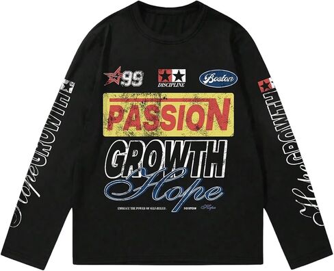 Men's Number Print Jersey Tops Graphic Tee Long Sleeve Crew Neck T-Shirt Streetwear in Saudi Arabia