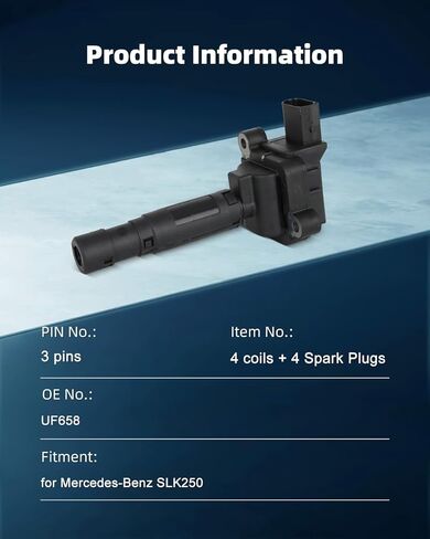 ECCPP 4 ignition coils with 4 iridium Spark Plugs,UF658,coils packs,for Mercedes-Benz SLK250 1.8L 2012 2013 2014 2015,for Mercedes-Benz C250 1.8L 2012 2013 2014 2015,UF-658,IC761,GN10552 in Saudi Arabia
