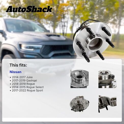 AutoShack Rear Wheel Hub Bearing Pair of 2 Driver and Passenger Side Replacement for 2014-2015 Nissan Rogue Select 2014-2017 Juke 2014-2019 Rogue 2017-2019 Rogue Sport Qashqai AWD 5-Lug HB612537PR in Saudi Arabia