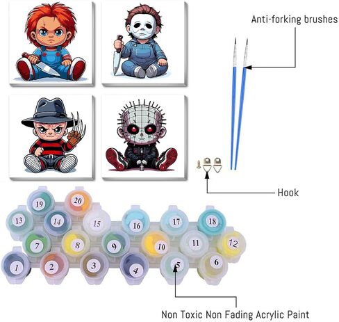 Mrnsiet 4 مجموعات الطلاء بالأرقام للبالغين مع قماش مؤطر خشبي، الطلاء بالأرقام للأطفال الذين تتراوح أعمارهم بين 8-12 عامًا، الباندا المرتفعات الماشية الذئب الكلب DIY الاكريليك الحيوانات النفط اللوحة الفنية الحرف 8x8 بوصة in Kuwait