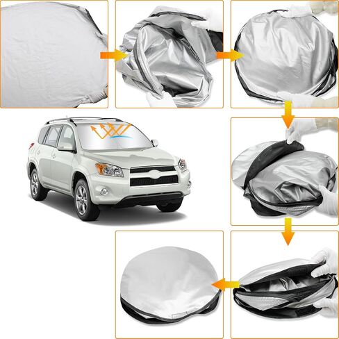 D-Lumina Windshield Sun Shade American Flag for 2019-2023 Toyota RAV4، واقي واقي من الشمس الأمامي قابل للطي، RAV-4 SUV Adventure، Hybrid Prime LE، TRD Off-Road، XLE، XLE Premium، غطاء داخلي محدود in Kuwait