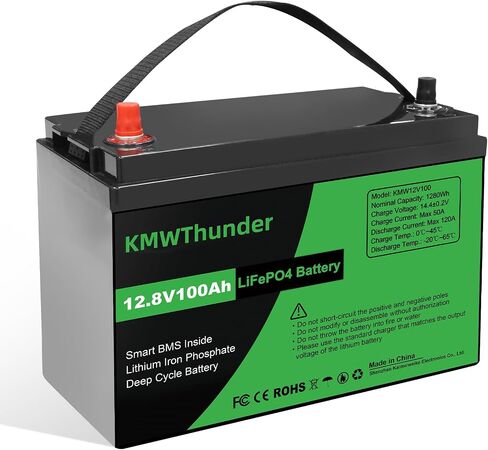 بطارية 12V 100AH LIFEPO4 ، 1280WH 15000 بطاريات ليثيوم دورة عميقة ، 100A BMS مع حماية منخفضة الإيقاع ، مثالية للربع ، الطاقة الشمسية ، القوارب ، البحرية ، محرك التصيد in Saudi Arabia