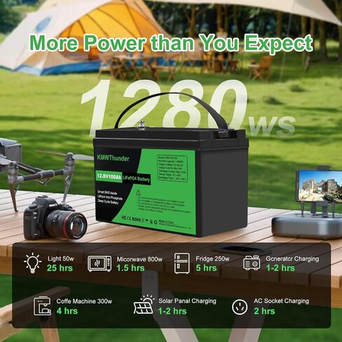 بطارية 12V 100AH LIFEPO4 ، 1280WH 15000 بطاريات ليثيوم دورة عميقة ، 100A BMS مع حماية منخفضة الإيقاع ، مثالية للربع ، الطاقة الشمسية ، القوارب ، البحرية ، محرك التصيد in Saudi Arabia