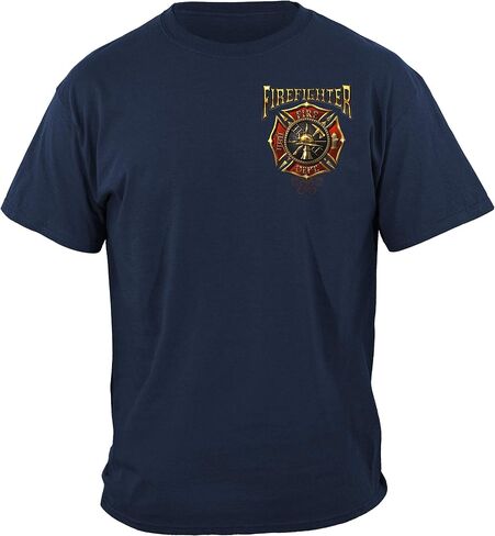 Erazor البتات رجال الإطفاء تي شيرت | Firefighter Flames Gold Sield T Shirt FF2333 in Kuwait